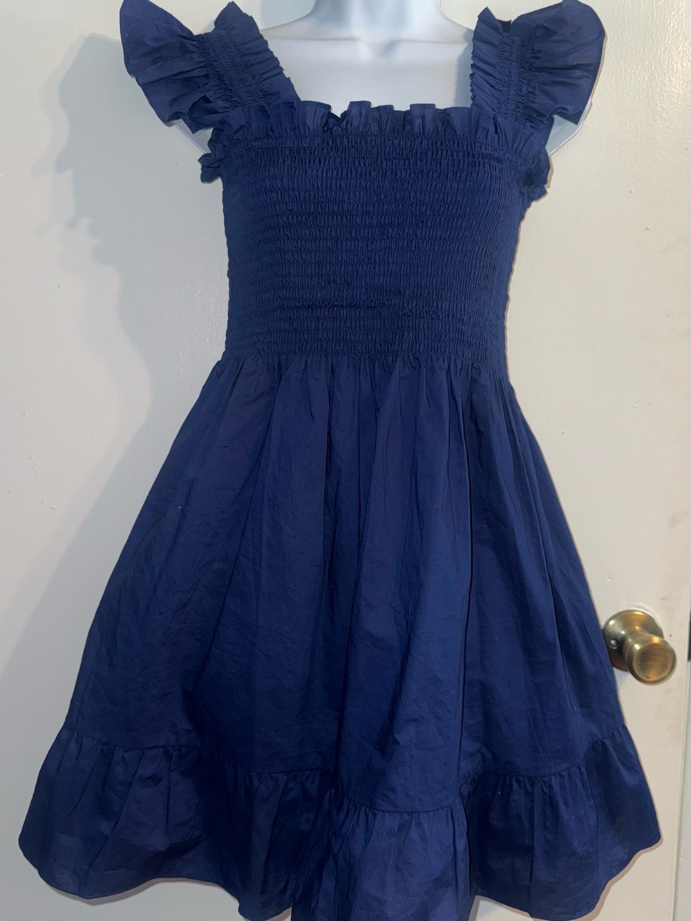Hill House Navy Smocked Sundress with Ruffle Straps
